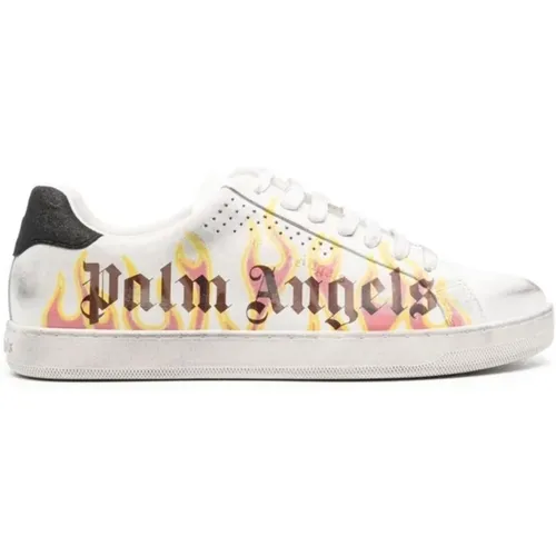 Sneakers, male, , Size: 11 US Flame Logo Sneakers in /Yellow - Palm Angels - Modalova