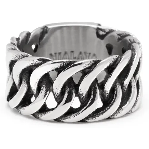 Men's Stainless Steel Curb Chain Ring , Herren, Größe: 60 MM - Nialaya - Modalova