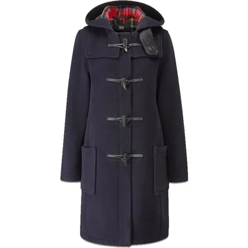 Single-Breasted Coats, male, , Size: XL Vintage Duffle Coat Navy Royal Stewart - Gloverall - Modalova