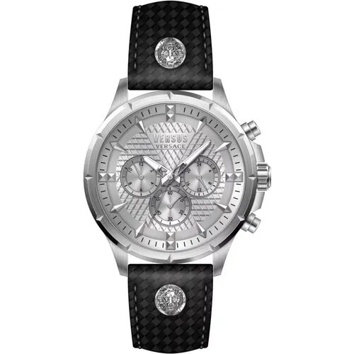 Watches, male, , Size: ONE SIZE Chronograph Leather Watch - Versus Versace - Modalova