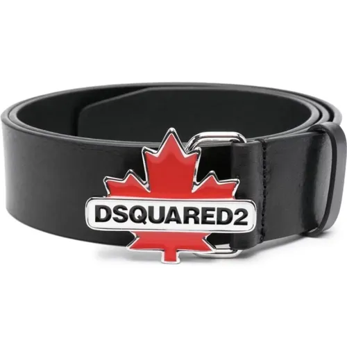 Belts, male, , Size: 90 CM , white, and red leather belt - Dsquared2 - Modalova