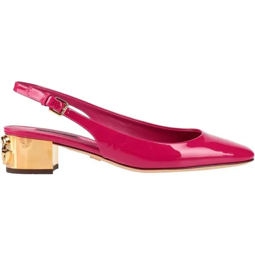 Fuchsia Leather Pumps with Strap , female, Sizes: 3 UK - Dolce & Gabbana - Modalova