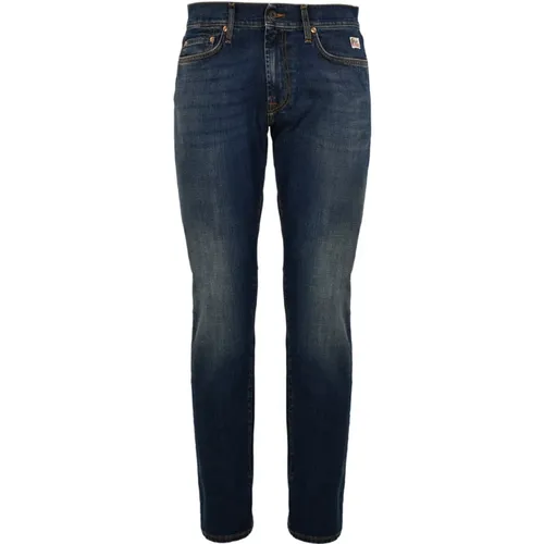 Slim Fit Dark Wash Denim Trousers , male, Sizes: W35, W38, W34, W33 - Roy Roger's - Modalova