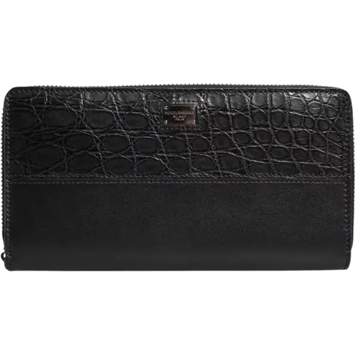 Wallets & Cardholders, male, , Size: ONE SIZE Luxurious Ostrich Leather Wallet with Ample Storage - Dolce & Gabbana - Modalova