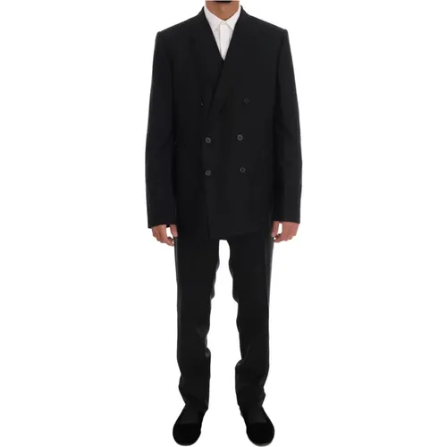 Single Breasted Suits, male, , Size: 2XL Wool Double Breasted Slim Fit Suit - Dolce & Gabbana - Modalova