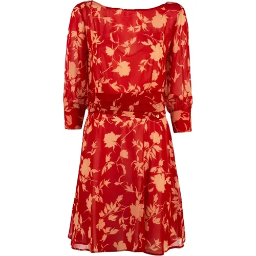 Elegant Short Dress Graphic Flowers Red , female, Sizes: S - Liu Jo - Modalova