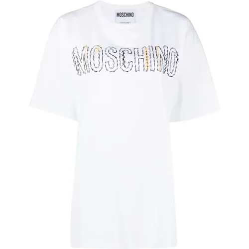 Damen Rundhals T-Shirt , Damen, Größe: L - Moschino - Modalova