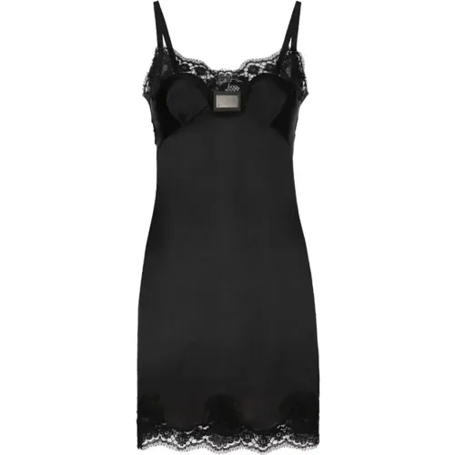 Lace Detail Mini Dress , female, Sizes: S, XS - Dolce & Gabbana - Modalova