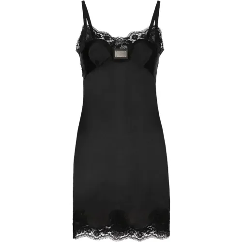 Lace Detail Mini Dress , female, Sizes: XS - Dolce & Gabbana - Modalova