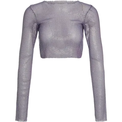 Long Sleeve Tops, female, , Size: XS Rhinestone Embellished Long Sleeve Crop Top - Santa Brands - Modalova