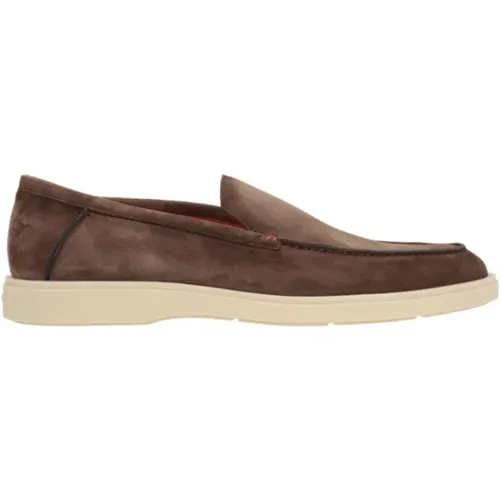 Suede Loafers with Almond Toe , male, Sizes: 8 1/2 UK, 7 1/2 UK, 7 UK, 6 UK - Santoni - Modalova