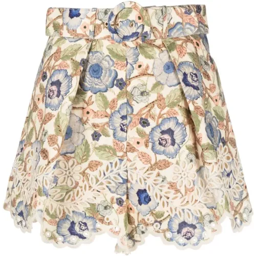 Floral Embroidered High-Waisted Shorts , female, Sizes: M, L - Zimmermann - Modalova