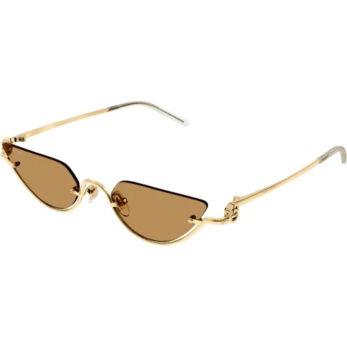Goldene Sonnenbrille mit Originalzubehör , Damen, Größe: 53 MM - Gucci - Modalova