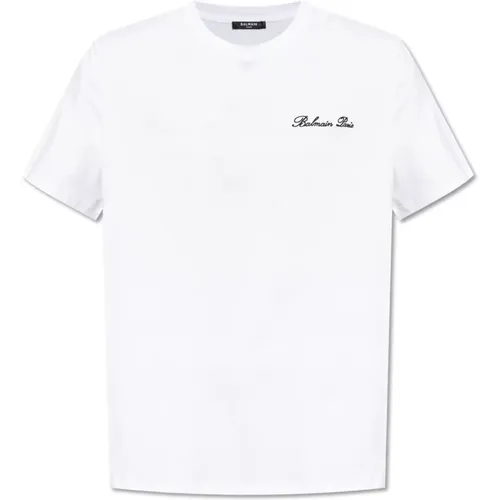 T-Shirt mit gesticktem Logo , Herren, Größe: XL - Balmain - Modalova