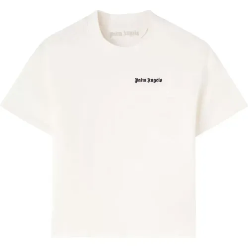 T-Shirts und Polos mit gesticktem Logo Crew Neck , Damen, Größe: XS - Palm Angels - Modalova