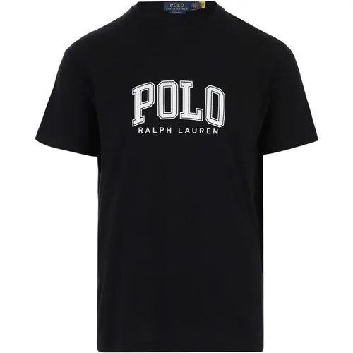 Schwarzes Baumwoll-Jersey Crew Neck T-Shirt , Herren, Größe: M - Polo Ralph Lauren - Modalova