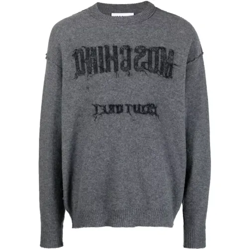 Dark Grey Lambswool Sweater , male, Sizes: S - Moschino - Modalova