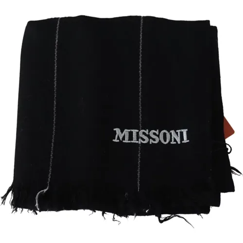 Winter Scarves, male, , Size: ONE SIZE Luxury Wool Scarf with Logo Embroidery - Missoni - Modalova