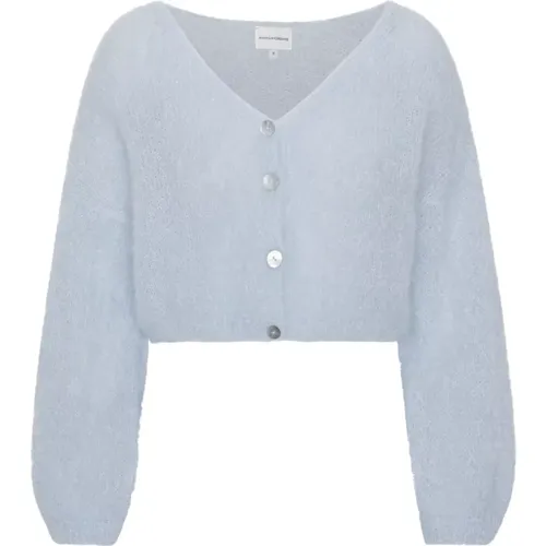 Hellblauer Kurzer Mohair-Cardigan , Damen, Größe: L - American Dreams - Modalova