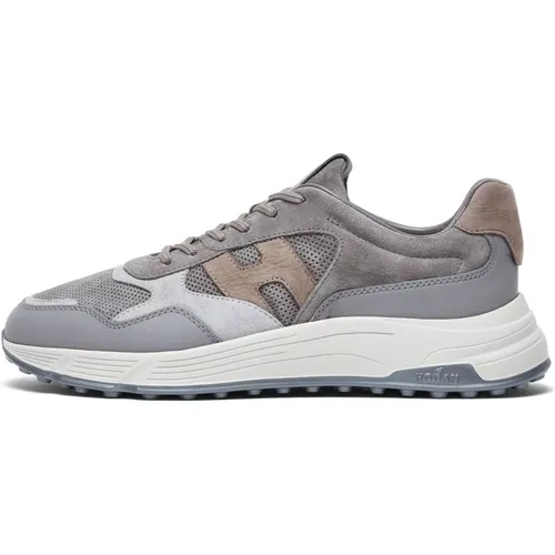 Hyperlight Suede & Tech Trainer Grey , male, Sizes: 8 UK, 9 UK, 6 UK, 7 UK - Hogan - Modalova