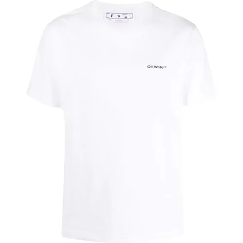 Off , Off- Wave Diagonal Printed Cotton T-Shirt in , male, Sizes: S, XL - Off White - Modalova