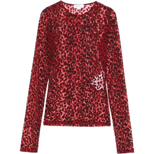 Roter Leopardenmuster Pullover , Damen, Größe: XS - alexander mcqueen - Modalova