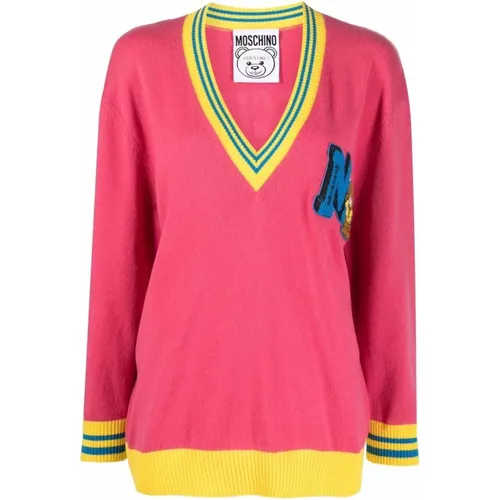 Casual Rosa Kaschmir Baumwolle Pullover - Moschino - Modalova