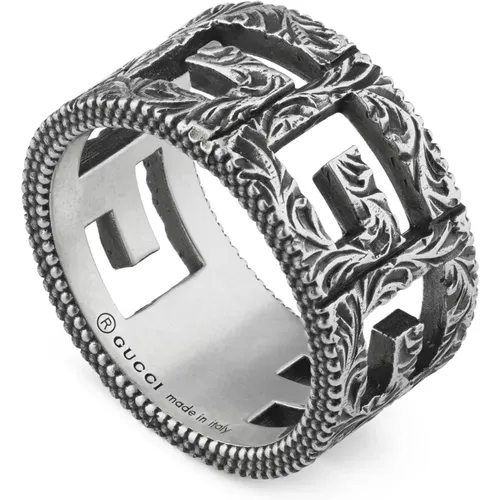 Rings, female, , Size: 53 MM 925 sterling silver - G cube ring in aged sterling silver - Gucci - Modalova