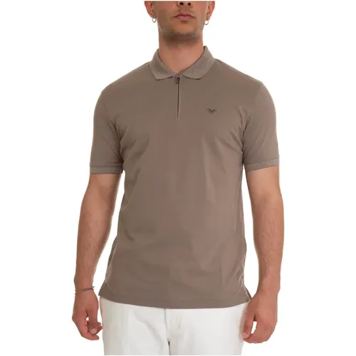 Short Sleeve Half Zip Polo Shirt , male, Sizes: XL - Emporio Armani - Modalova