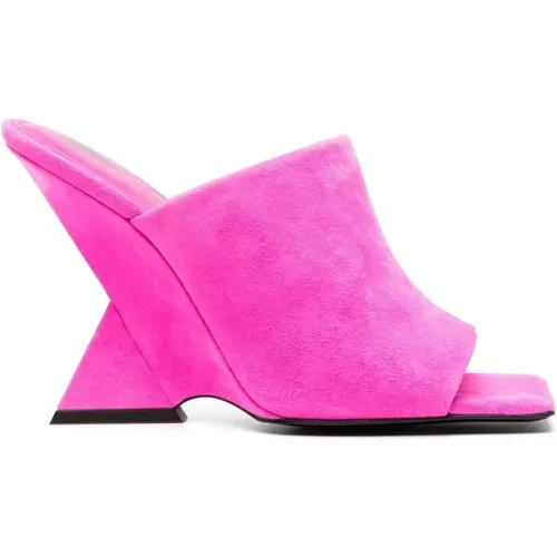 Heeled Mules, female, , Size: 6 US Fuchsia Square-Toe Mules - The Attico - Modalova