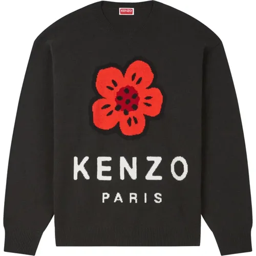 Floral Wool Jumper with Front Print , male, Sizes: M, L, S - Kenzo - Modalova