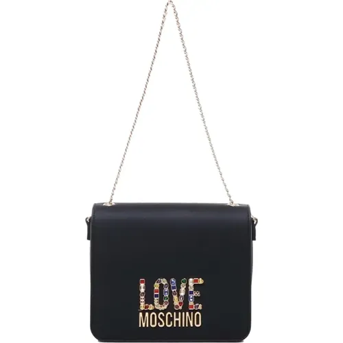 Pearl Weave Rhinestone Logo Bag , female, Sizes: ONE SIZE - Love Moschino - Modalova
