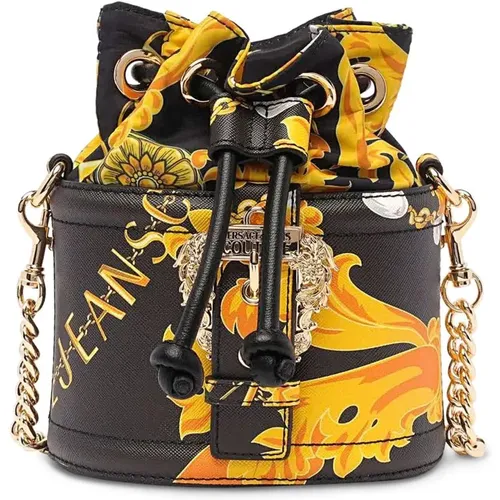 Bucket Bags, female, , Size: ONE SIZE Baroque Print Chain Handle Bucket Bag - Versace Jeans Couture - Modalova