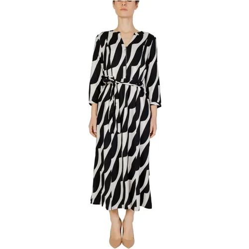 Geometrisches Schwarzes Kleid mit Reißverschluss , Damen, Größe: XL - Street One - Modalova