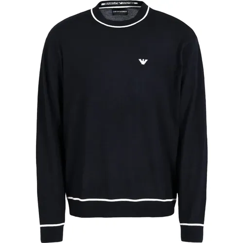 Wool Sweater Long Sleeve Ribbed Logo , male, Sizes: XL, L, 2XL - Emporio Armani - Modalova