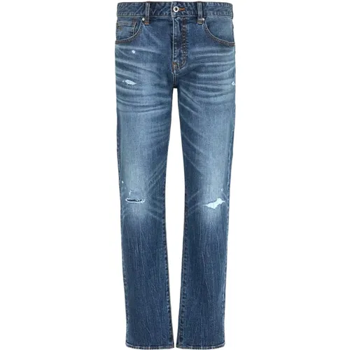 Indigo Denim Jeans 5 Taschen Stil , Herren, Größe: W32 - Armani Exchange - Modalova