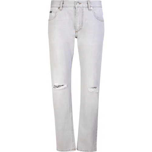 Graue Baumwoll-Denim-Jeans für Herren , Herren, Größe: S - Dolce & Gabbana - Modalova
