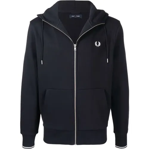 Zip-throughs, male, , Size: L Hooded Sweatshirt 795 Navy - Fred Perry - Modalova