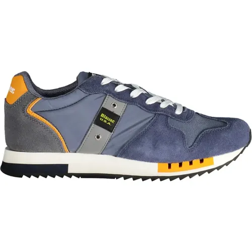 Sportliche Blaue Schnürschuhe mit Kontrastdetails , Herren, Größe: 44 EU - Blauer - Modalova