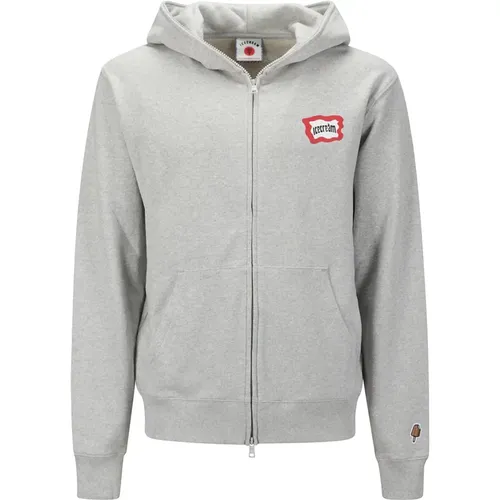 Zip-throughs, male, , Size: L Hooded Zip Sweatshirt with Logo Print - Icecream - Modalova