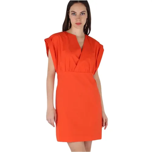 Flattering V-Neck Cotton Dress , female, Sizes: M, S - Liviana Conti - Modalova