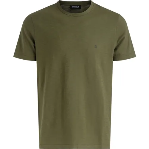 Grünes Flammen Regular Fit T-shirt , Herren, Größe: 2XL - Dondup - Modalova