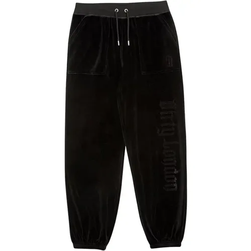 Schwarze Velours Diamant Trainingshose , unisex, Größe: L - Juicy Couture - Modalova