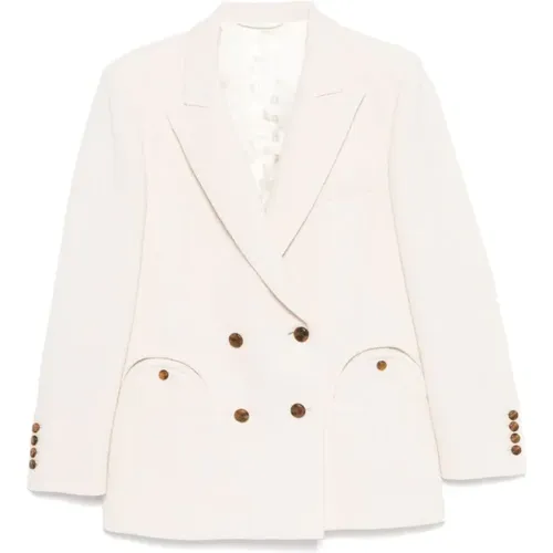 Blazers, female, , Size: M Sand Double-Breasted Jacket - Blazé Milano - Modalova