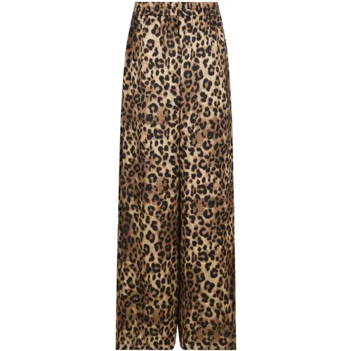 Wide Trousers, female, , Size: S Leopard Print Wide Leg Satin Pants - NEO NOIR - Modalova