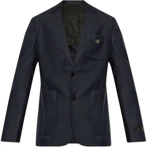 Blazers, male, , Size: 2XL Wool blazer - Versace - Modalova