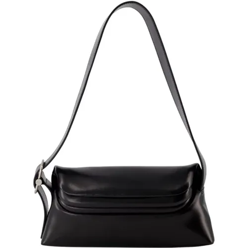 Shoulder Bags, female, , Size: ONE SIZE Leather Hobo Bag with Flap - Osoi - Modalova