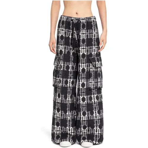 Monogram Check Wide Leg Pants , male, Sizes: S, M - Palm Angels - Modalova