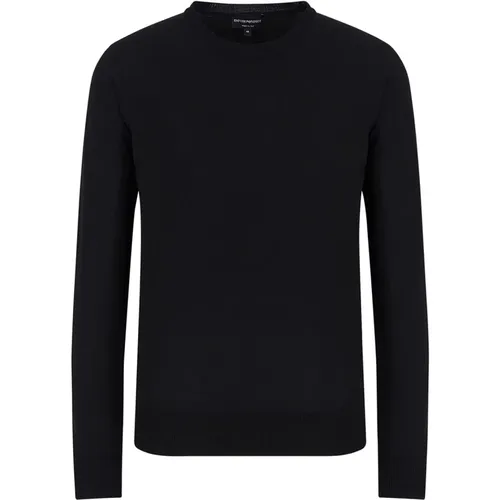 Mitternachtsblauer Wollpullover , Herren, Größe: XL - Emporio Armani - Modalova