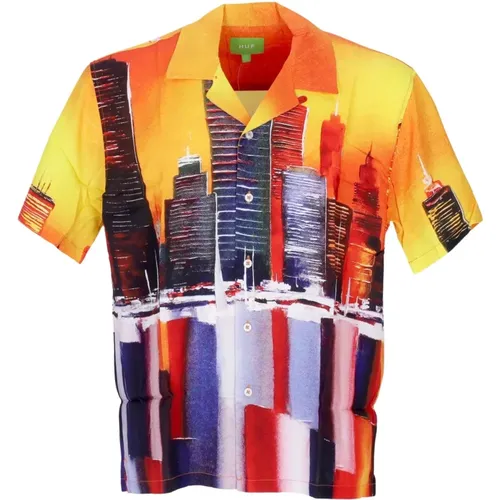 Short Sleeve Shirts, male, , Size: L Orange Woven Short Sleeve Shirt - HUF - Modalova